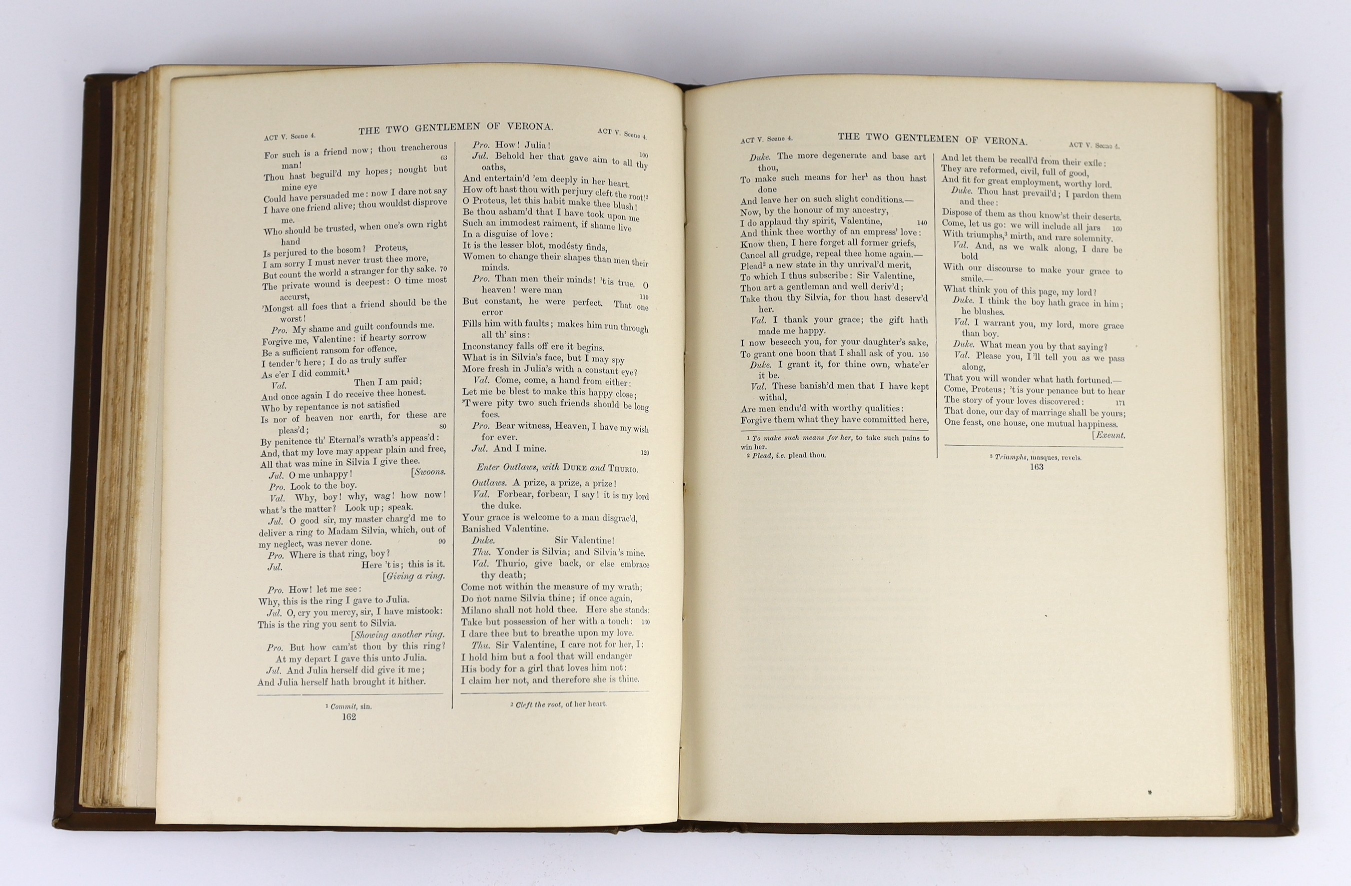 Shakespeare, William - The Works, edited by Henry Irving, illustrated by Gordon Browne, 8 vols, 8vo, gilt stamped cloth, (cloth to vol. 7 a lighter shade, as usual), Blackie and Son, London, 1888-90